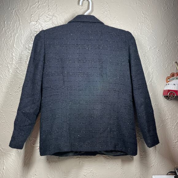 Sag Harbor Gray Button Up Collared Metallic Texture Shirt Coat Womens Petite 8 - Picture 4 of 5